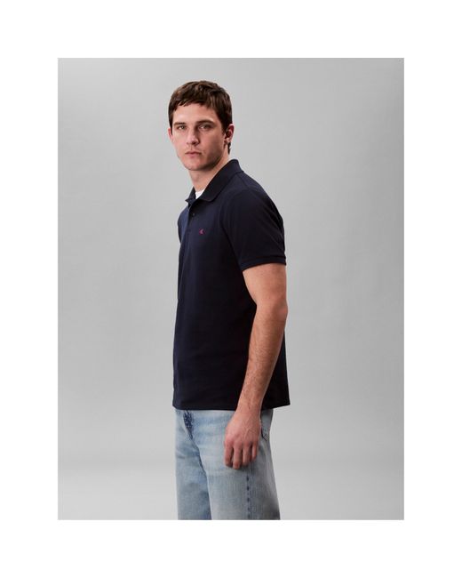 Calvin Klein Blue Ckj Pique Short-Sleeve Polo Shirt for men