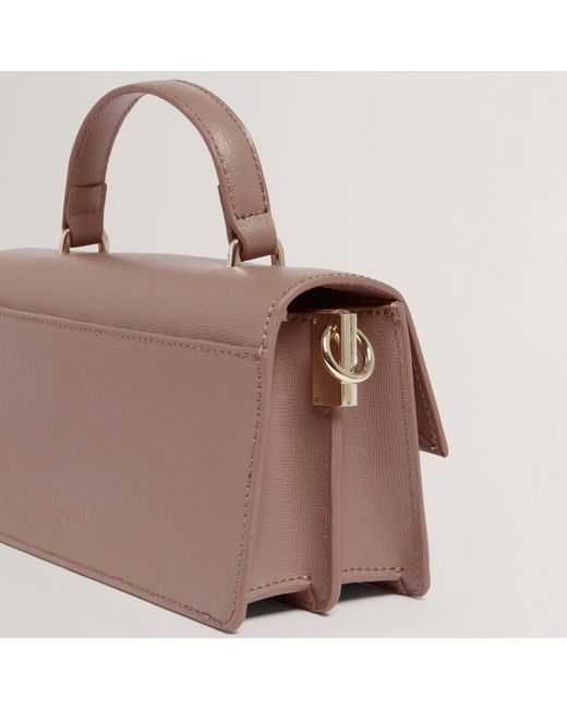 Ted Baker Gray Bar Detail Wide Leather Crossbody Bag