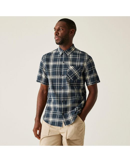Regatta Blue Loran Long-Sleeve Plain Shirt for men