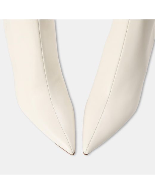 Steve Madden White Stiletto Heel Ankle Boots With Almond Toe