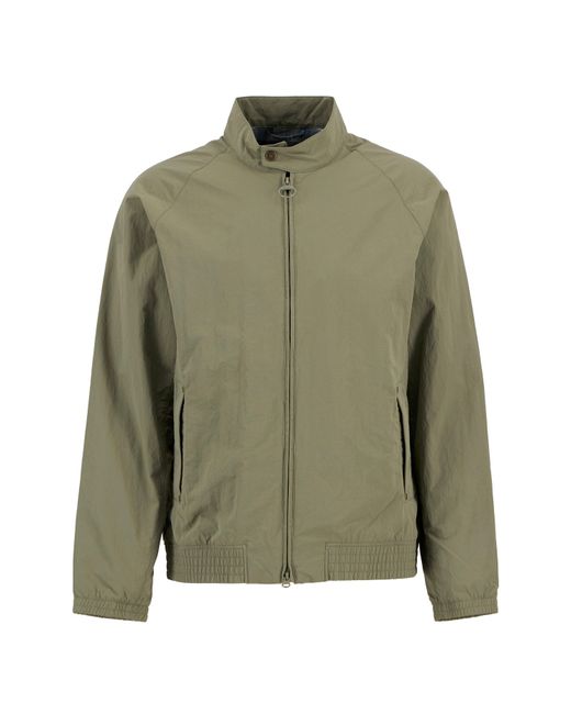Barbour Green Royston Hooded Long Sleeve Hip Length Rain Anorak for men