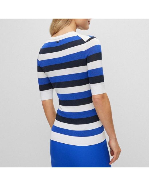 Boss Blue Facuba Stripe Top