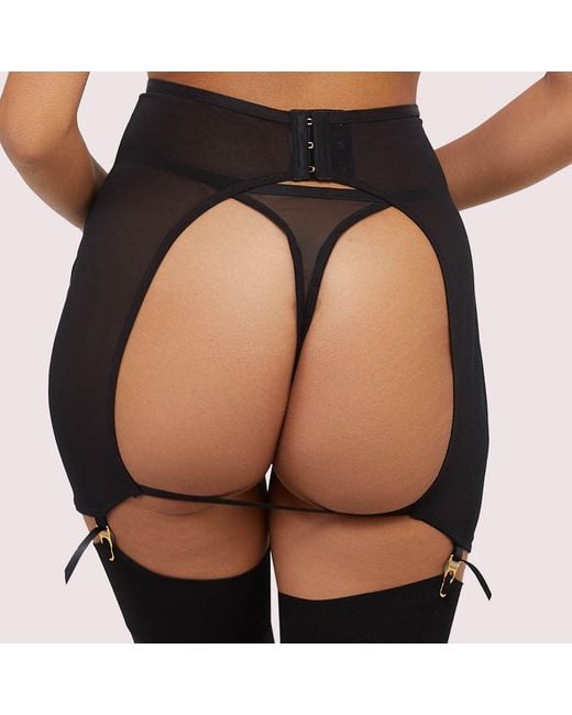 Wolf & Whistle Black Emilia Mesh Cut Out Double Ring Girdle
