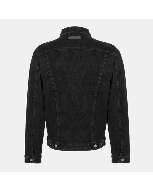 7 For All Mankind Black Perfect Button-Through Tailored Denim Jacket for men
