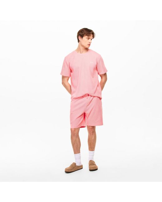 Boss Pink Bodywear Waffle T-Shirt With Structured Design for men
