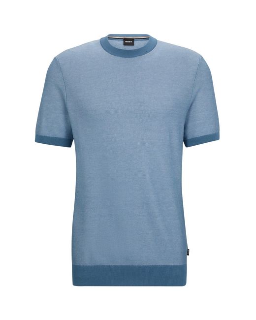 Boss Blue Tantino Knitted T-Shirt for men