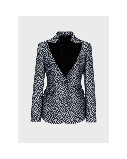 EA7 Gray Emporio Armani Collared Regular Fit Blazer Jacket