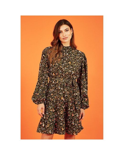 Mela London Green Animal Print Skater Dress