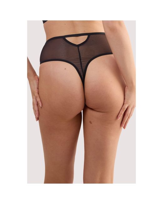 Playful Promises Black Cindy Floral Embroidery High Waist Thong