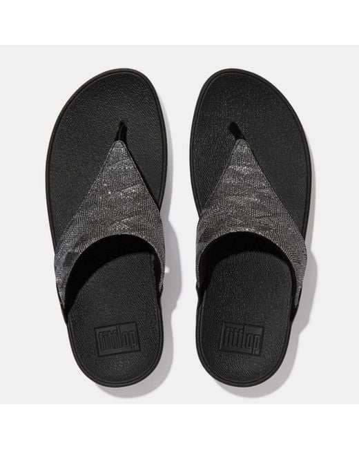 Fitflop Black Lulu Glitz Toe-Post Sandals