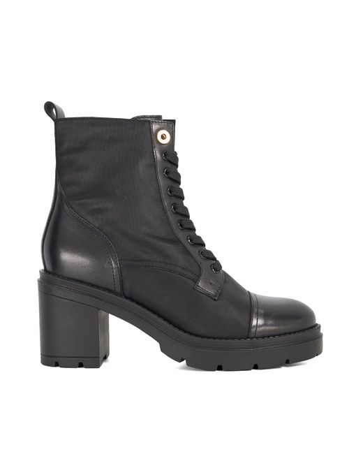 Dune Black Plotting Block Heel Ankle Boots
