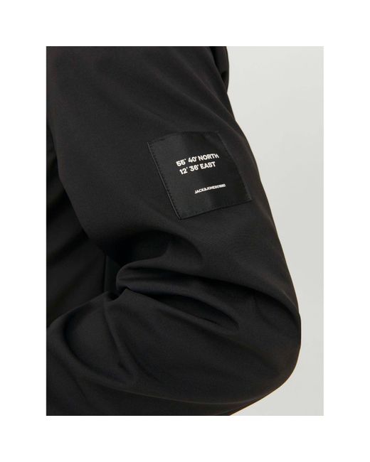 Jack & Jones Black Zipped Hooded Softshell Jacket for men