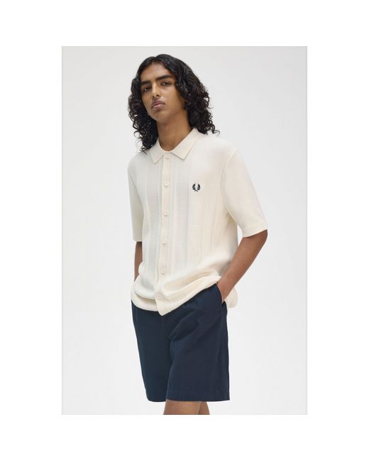 Fred Perry White Short-Sleeve Plain Shirt for men