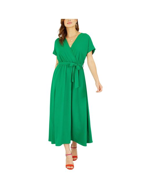 Mela London Green Kimono Sleeve Midi Wrap Dress
