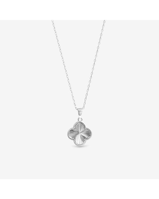 Simply Silver White Sterling 925 Polished Ridged Clover Pendant