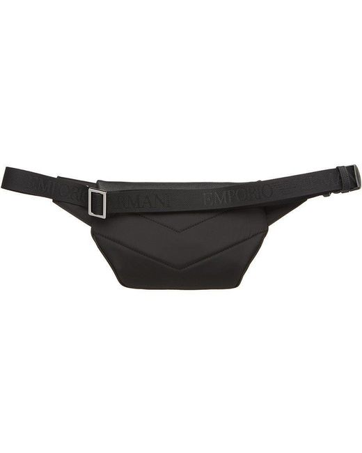 Emporio Armani Black Eagle Badge Faux Leather Zip Bum Bag for men