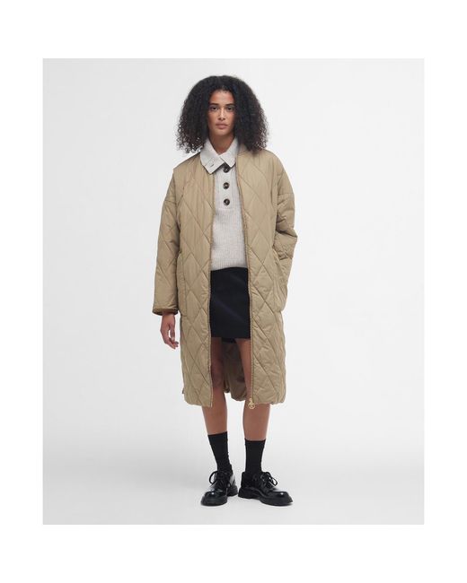 Barbour Natural Rhea Diamond Quilted Longline Jacket