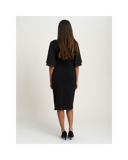 Gina Bacconi Black Diamante Trim Dress With Chiffon Sleeves