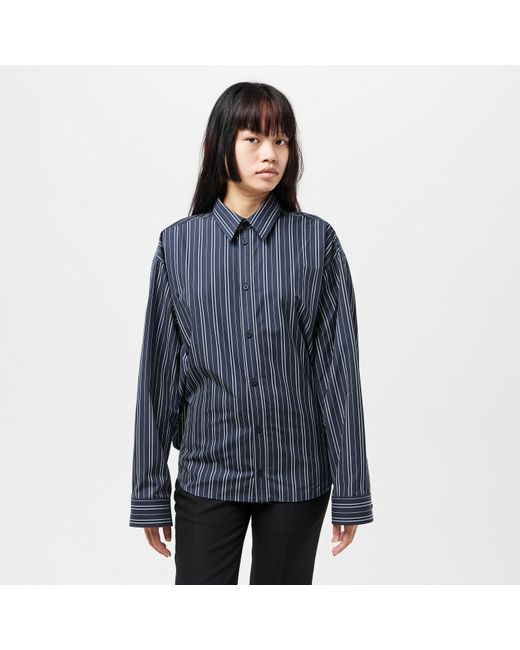 Balenciaga Blue Semi Fitted Long Sleeve Patterned Shirt