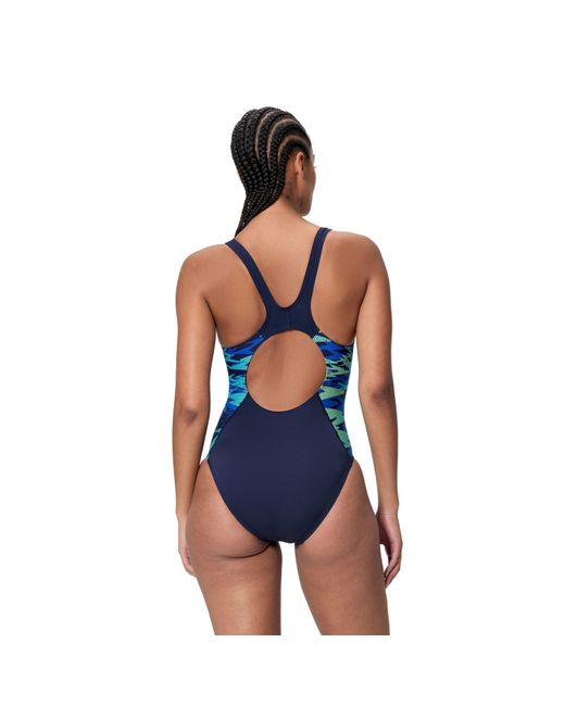 Speedo Blue Hb Splice Mb One Piece Swimsuit