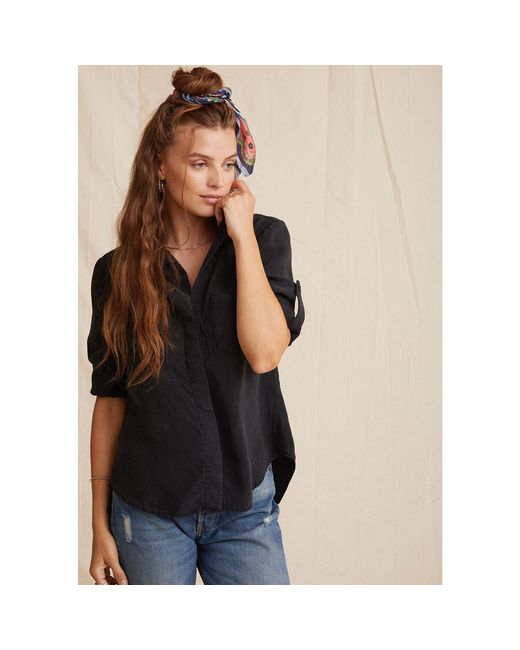 Bella Dahl Multicolor Split Back Long-Sleeve Plain Shirt