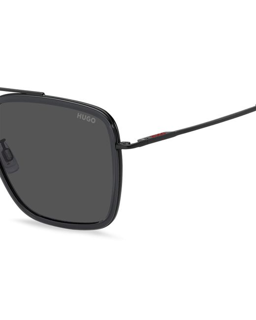 HUGO Black Square Aviator Sunglasses for men