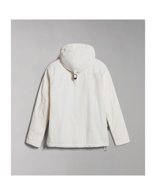 Napapijri White Rainforest Water Resistant Hooded Cropped Long Sleeve Rain Anorak