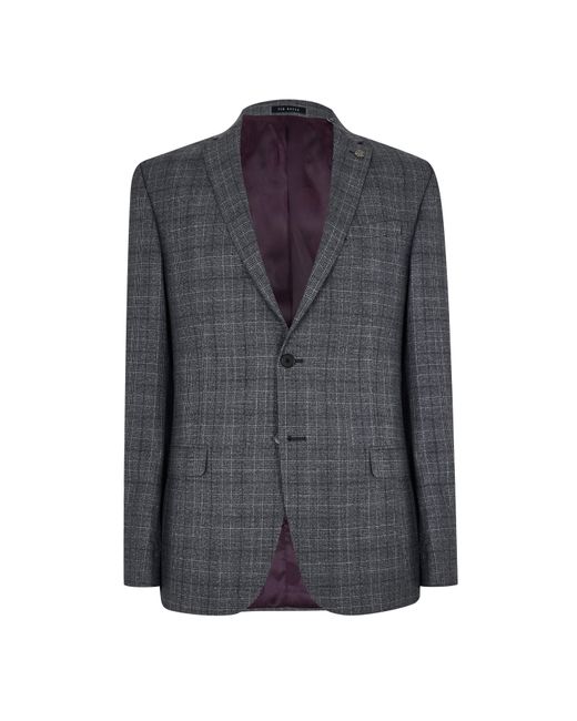 Ted Baker Gray Tuxedo Checked Suit Jacket for men