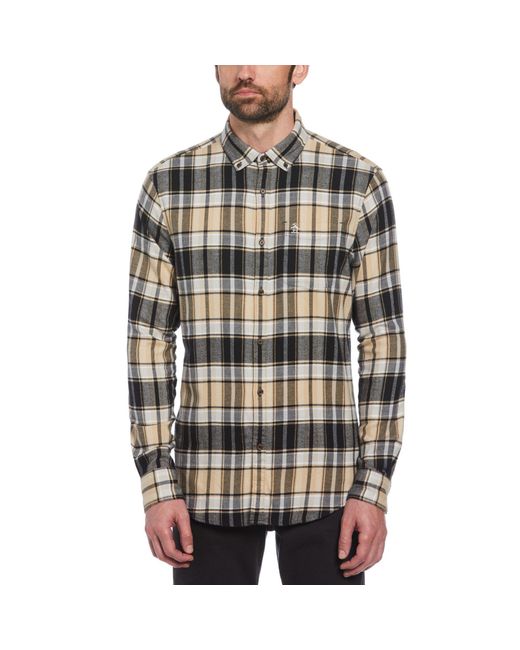 Original Penguin Multicolor Ecoverotm Blend Plaid Flannel Shirt In True Black for men