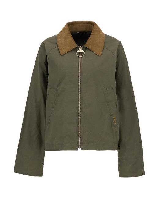 Barbour Green Catlin Showerproof Cotton Long Sleeve Rain Anorak