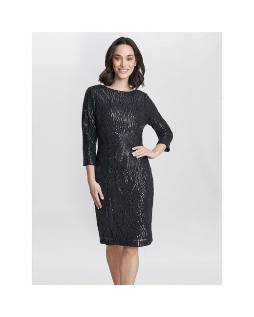 Gina Bacconi Black Angelina Sequin Shift Dress