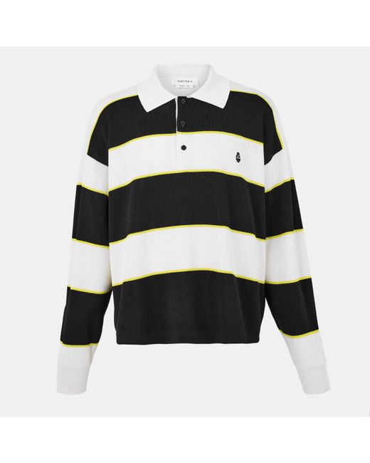 McQueen Black Rugby Contrasting Collar Polo Shirt for men