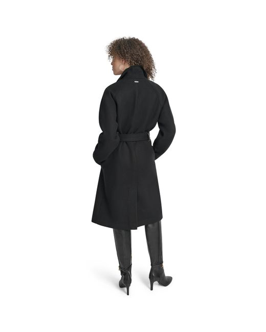 DKNY Black Wrap Overcoat