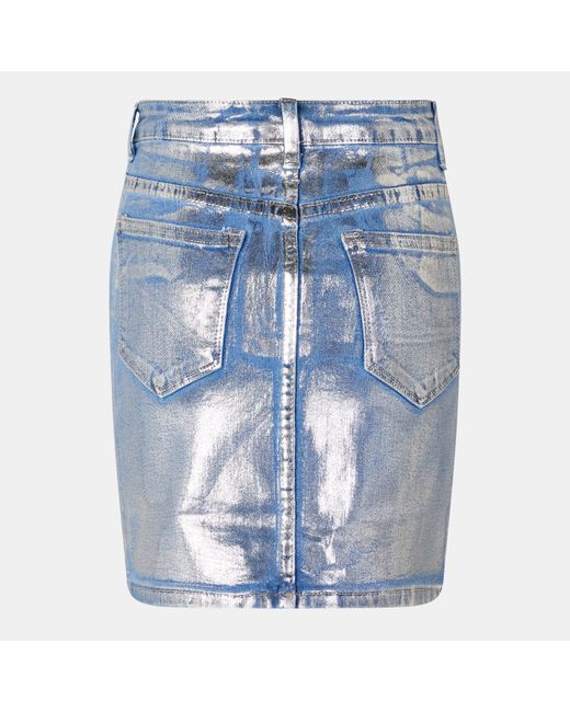 Amy Lynn Blue Metallic Mini Denim Skirt