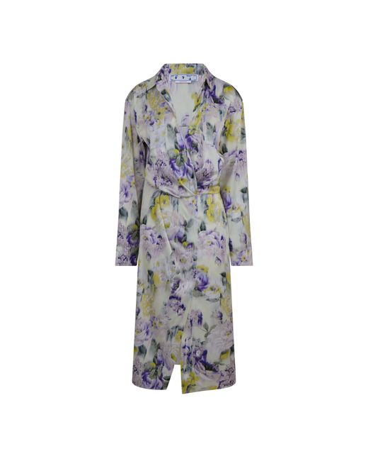 Off-White c/o Virgil Abloh Gray Chine Satin Twist Long Sleeve Dress Shirt