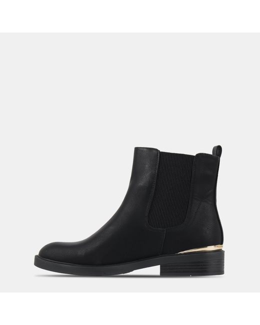 Miso Black Flat Ankle Boots