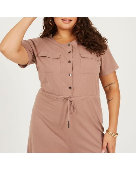 Brave Soul Multicolor Plus Size Utility Style Jumpsuit With Drawcord Waist