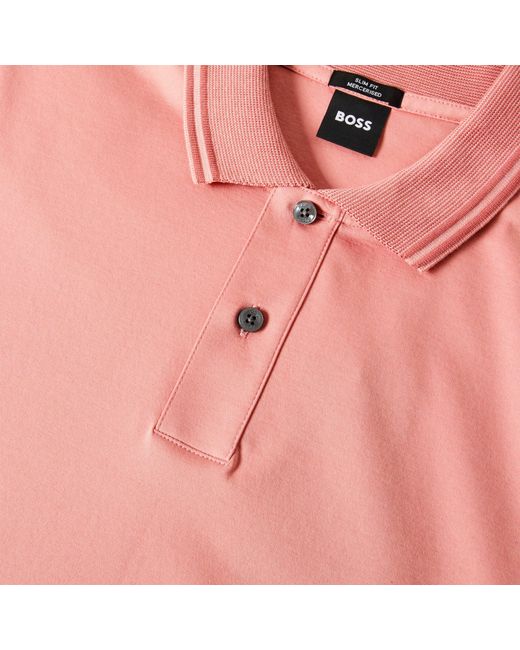Boss Pink Short Sleeve Polo Shirt for men