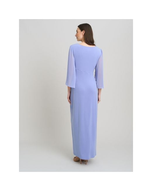 Gina Bacconi Blue Iulia Maxi Wrap Dress With Chiffon Sleeve Dress