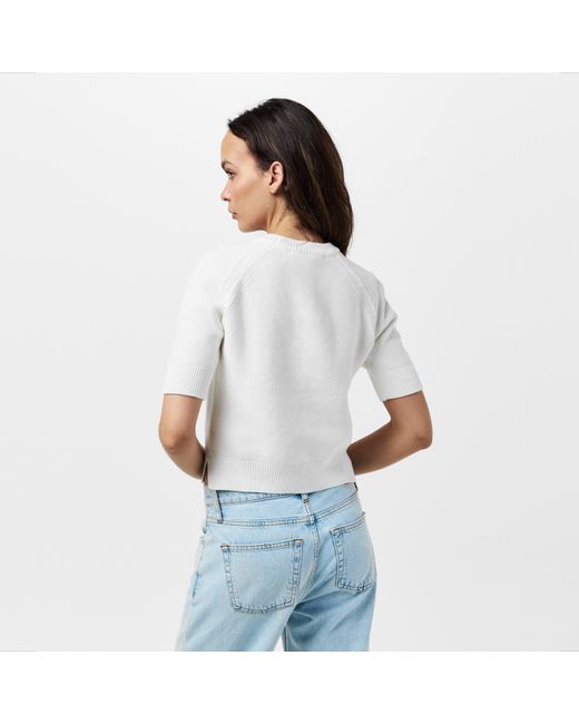 French Connection White Lilly Mozart Short-Sleeve Knitted Top