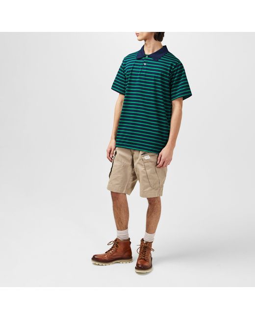 Firetrap Green Classic Striped Polo for men