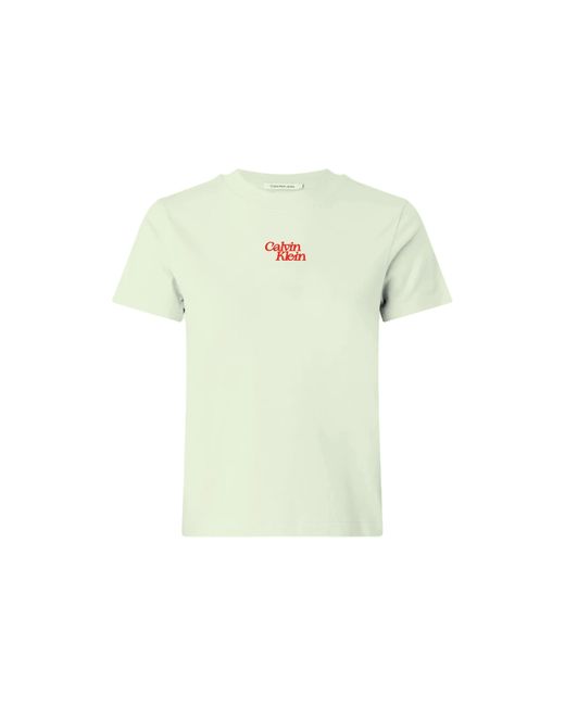 Calvin Klein Green Short-Sleeve Flocked Logo Cotton Regular Fit T-Shirt