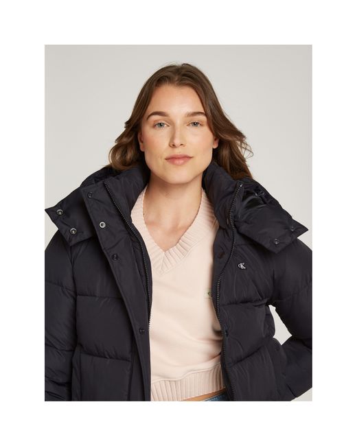 Calvin Klein Blue Essential Water Resistant Rds-Certified Down Short Puffer Jacket