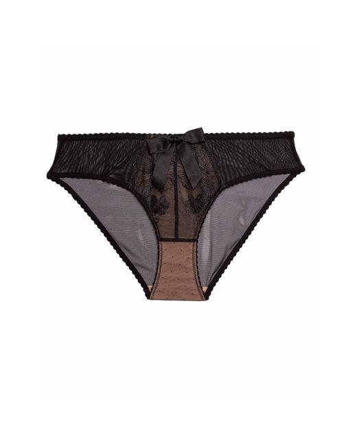 Playful Promises Black Lillian Floral Embroidery Brief