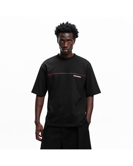 DSquared² Black Dsq Line Oversized T-Shirt for men