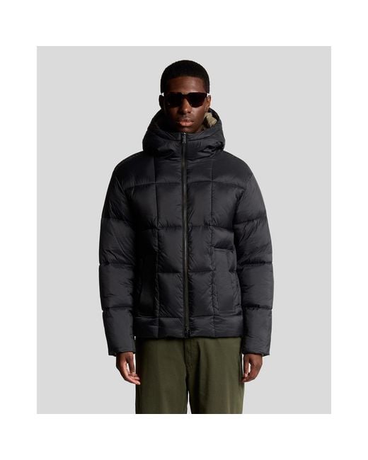 Lyle & Scott Black Cocoon Long Puffer Jacket for men