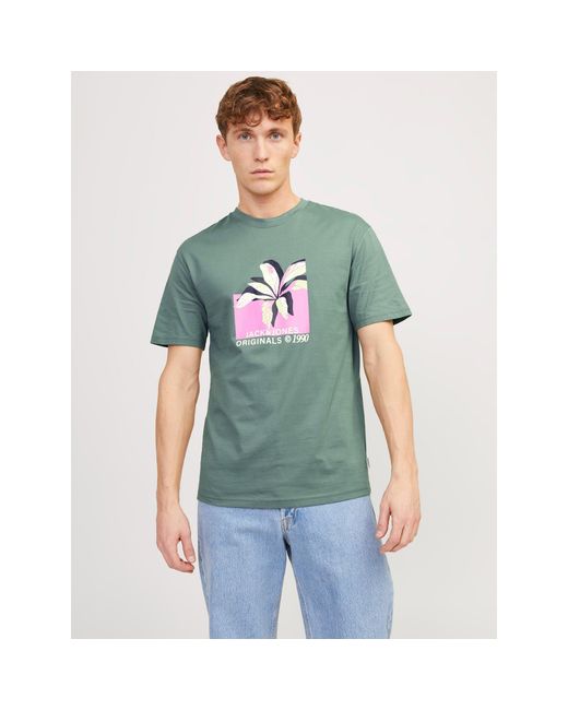 Jack & Jones Green And Regular Fit Crew Neck T-Shirt for men