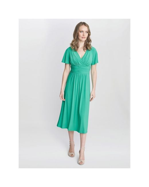 Gina Bacconi Green Frieda Jersey Print Dress