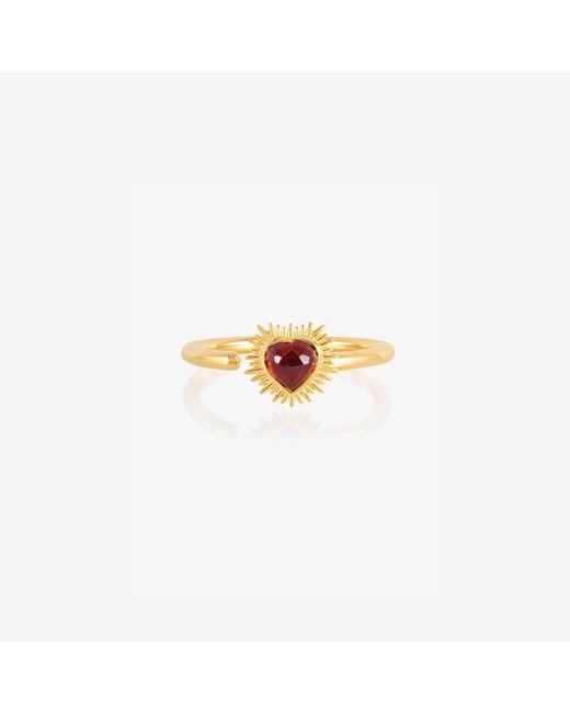 Rachel Jackson Metallic Adjustable Electric Love Mini Garnet Heart Band Ring