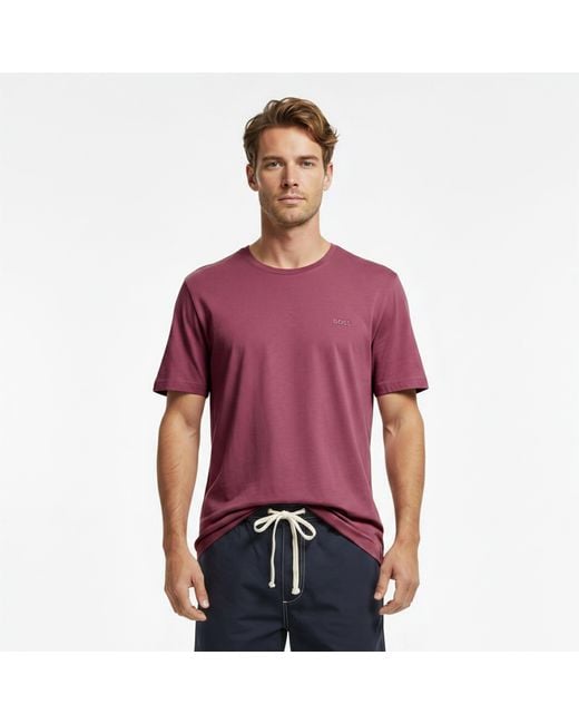 Boss Purple Tales T-Shirt With Logo Patch Premium Cotton for men